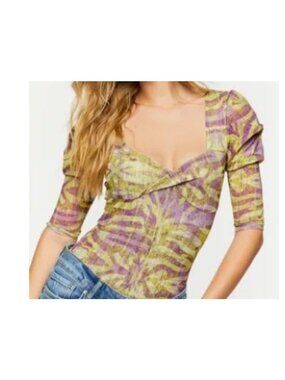 Colorful Mesh Bodysuit Purple L Zebra Festival Rave Concert Funky Disco Artsy